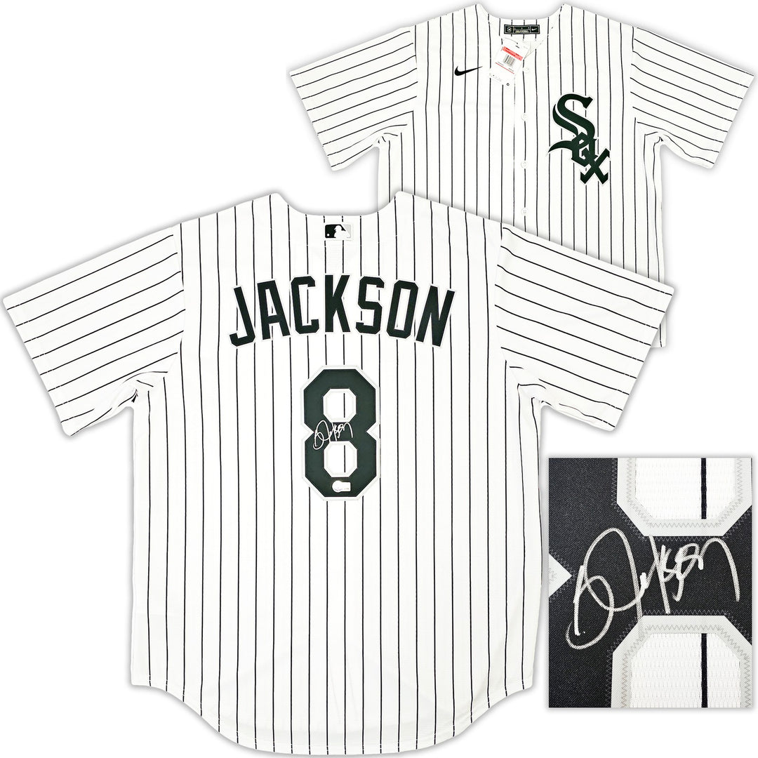 White Sox Bo Jackson Signed White Pinstripe Nike Jersey Size L Beckett Wit