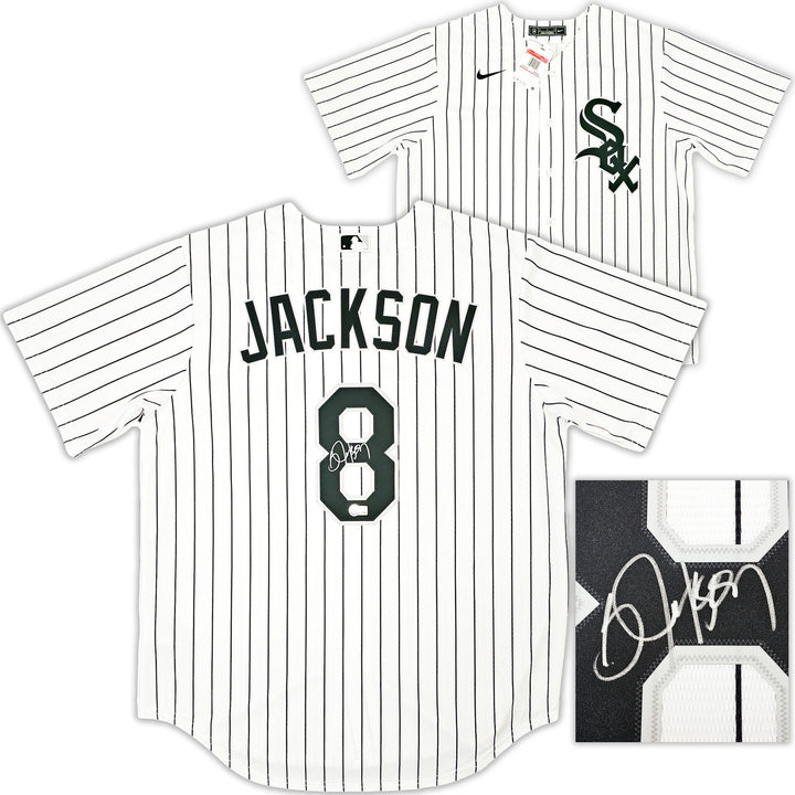 White Sox Bo Jackson Signed White Pinstripe Nike Jersey Size L Beckett Wit