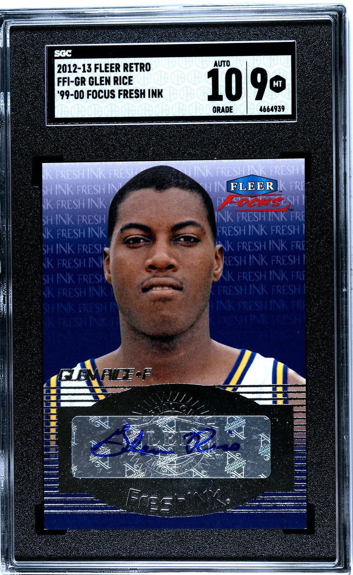Glen Rice signed 2012-13 Fleer Retro Focus Fresh Ink Auto Card #FFI-GR- SGC Grad