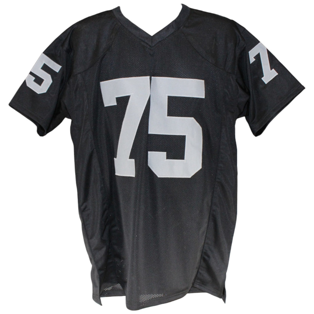 Howie Long Autographed/Signed Pro Style XL Black Jersey Beckett Witness 53261