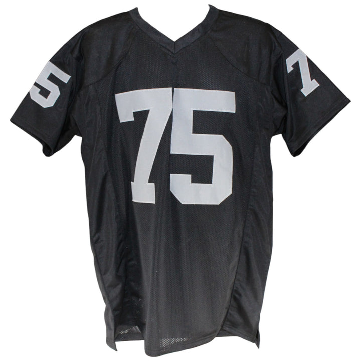 Howie Long Autographed/Signed Pro Style XL Black Jersey Beckett Witness 53261