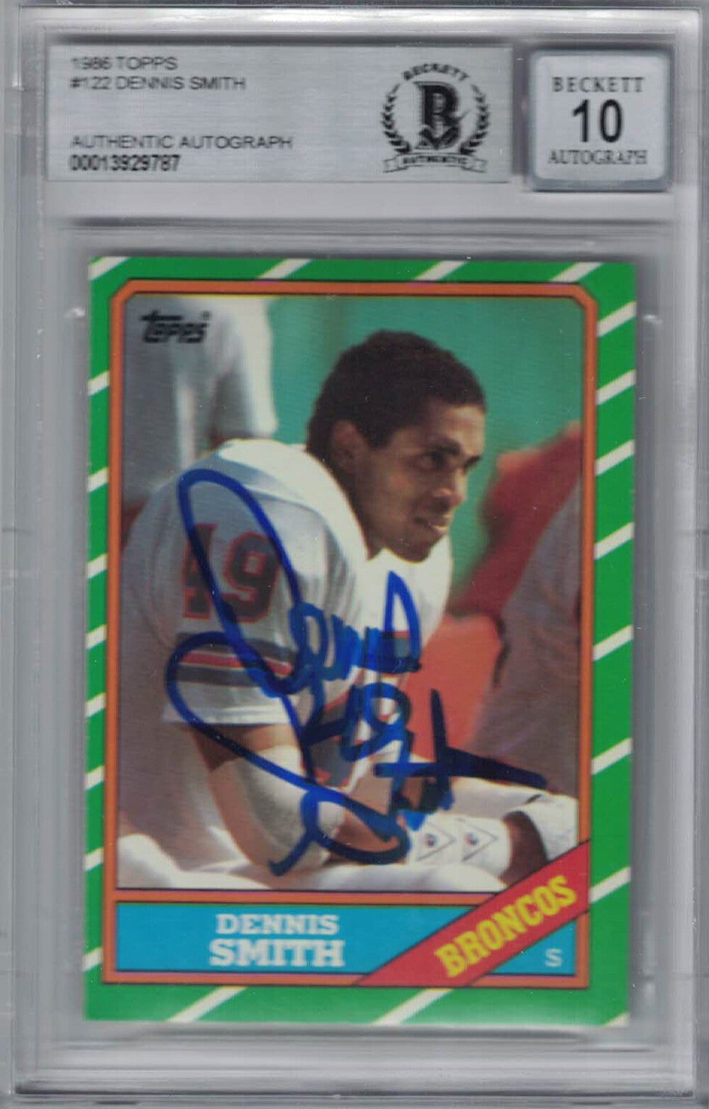Dennis Smith Autographed 1986 Topps #122 Rookie Card Beckett Slabbed 34304