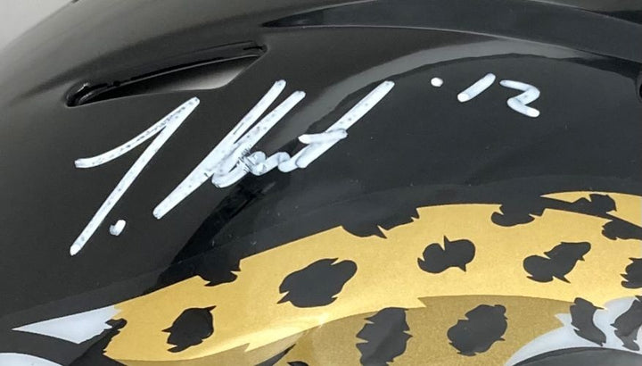 Travis Hunter Signed Jacksonville Jaguars Full Size Authentic Speed Helmet BAS