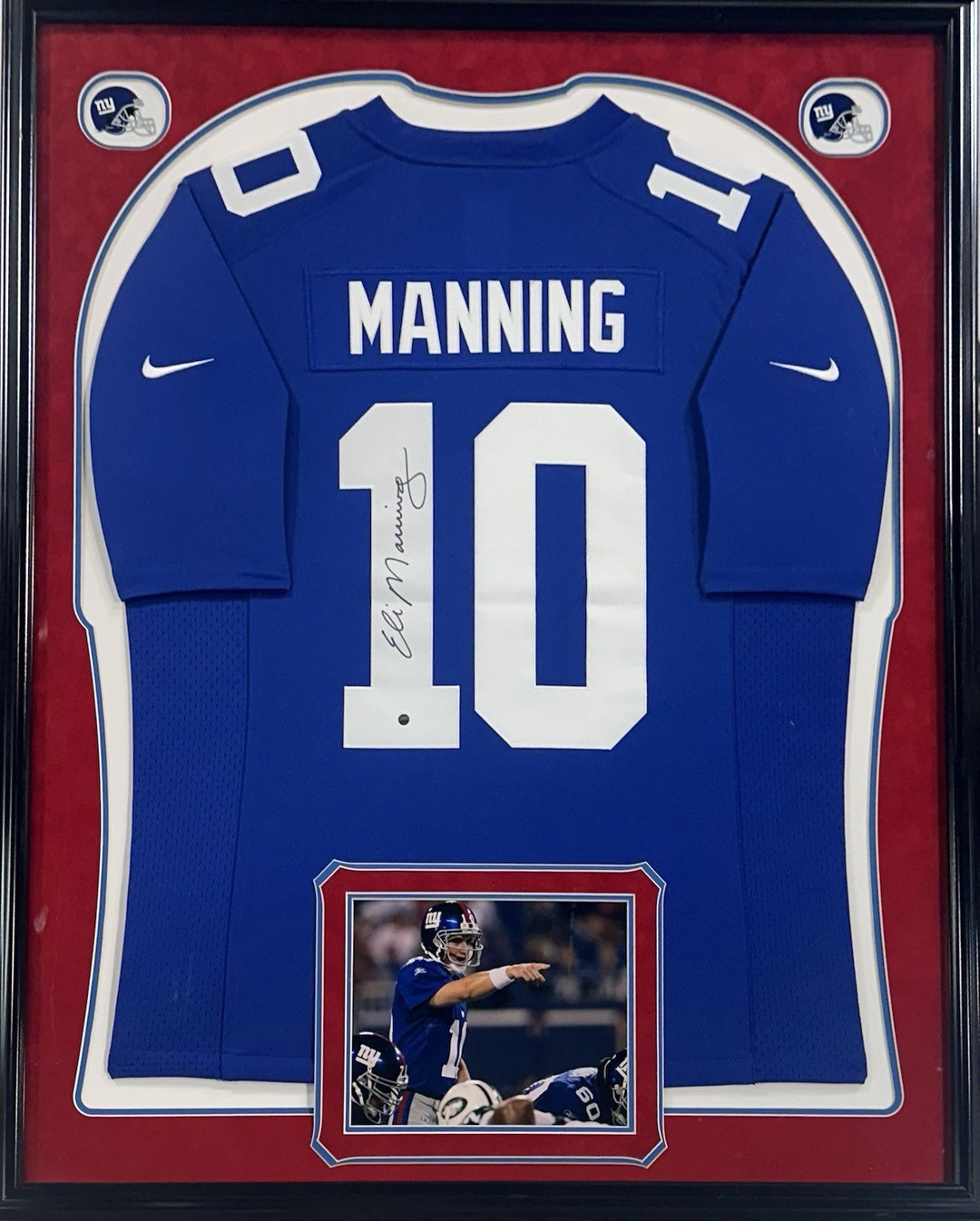 Eli Manning Signed Framed NY Giants Nike Blue Twill Jersey Autograph Steiner COA