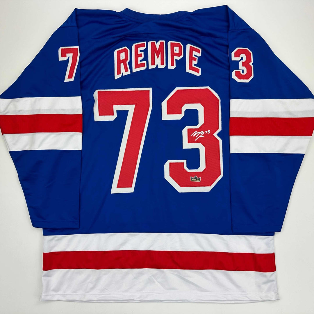 Facsimile Autographed Matt Rempe New York Blue Reprint Jersey Size Men's XL