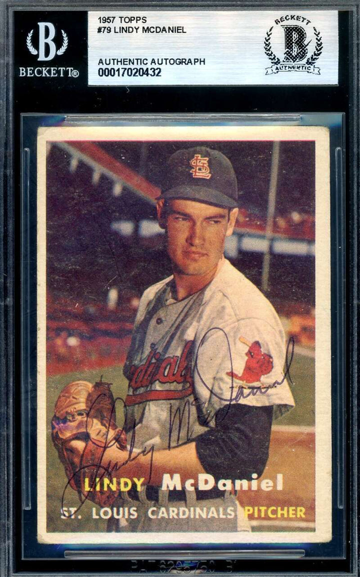 Lindy McDaniel Beckett BAS Signed 1957 Topps Rookie Autograph