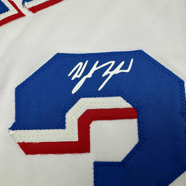 Facsimile Autographed Wyatt Langford Texas White Reprint Jersey Size Men's XL