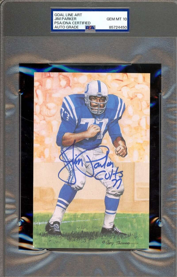 Jim Parker Gem Mint 10 PSA DNA Signed Goal Line Art Card GLAC Autograph