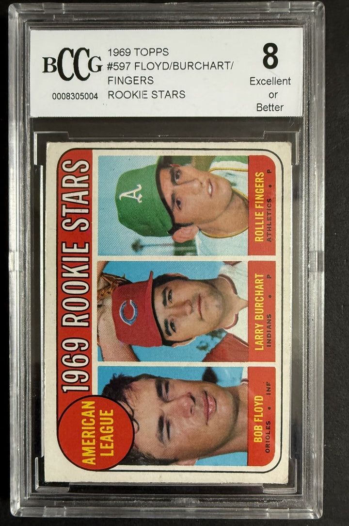 Rollie Fingers 1969 Topps Rookie Stars Card #597 Bccg 8 Graded Ex - Nm HOF