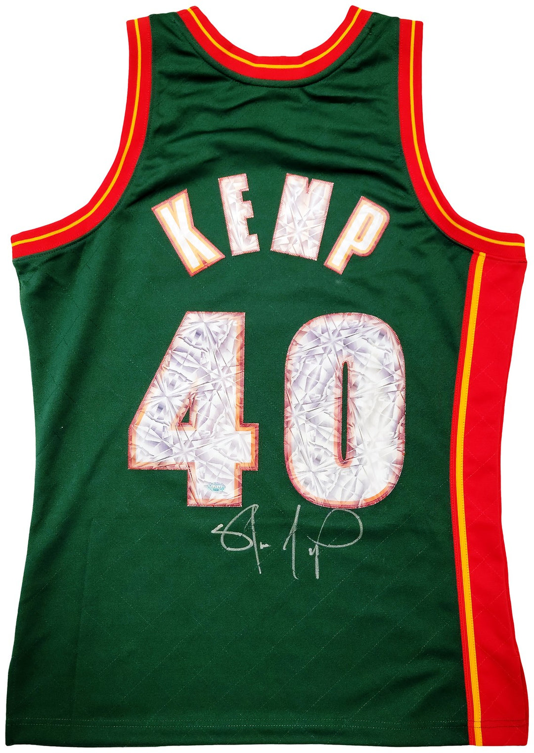 Sonics Shawn Kemp Auto Green Auth Mitchell Ness HWC Swingman Jersey NBA Top 75 M