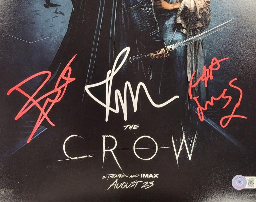 The Crow cast (3) signed 12x18 photo poster Skarsgard Twigs Sanders~ Beckett BAS