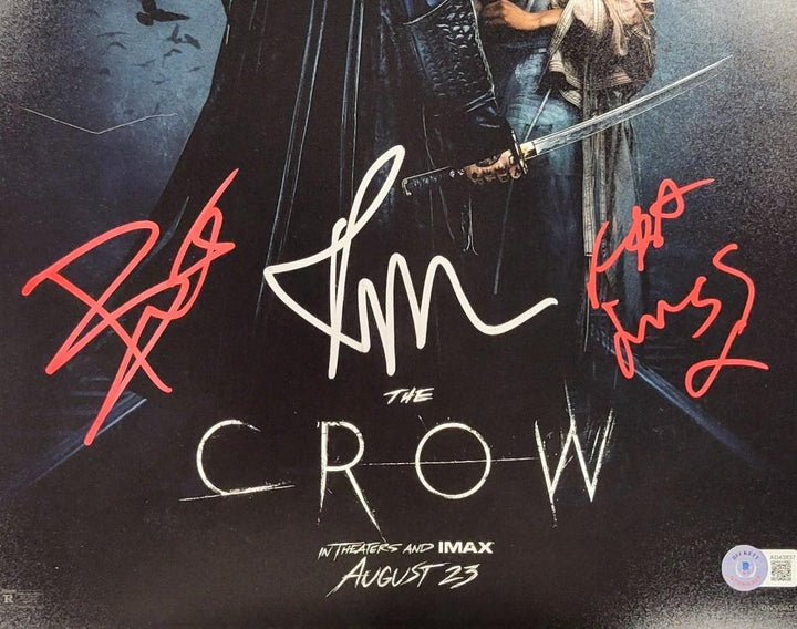 The Crow cast (3) signed 12x18 photo poster Skarsgard Twigs Sanders~ Beckett BAS