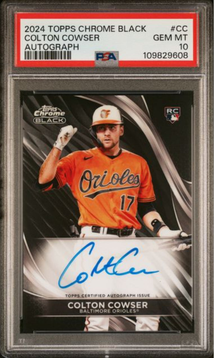 Graded 2024 Topps Chrome Black Colton Cowser #CC Autograph Rookie RC Card PSA 10
