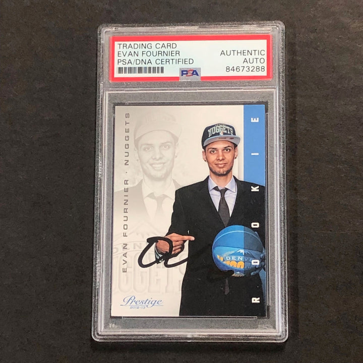 2012-13 Panini Prestige #220 Evan Fournier Signed Card AUTO PSA Slabbed RC Nugge