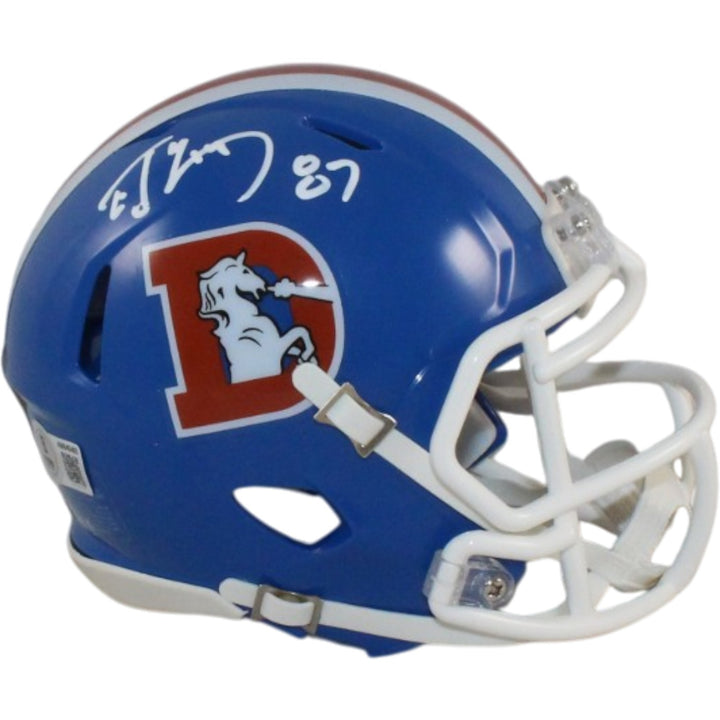 Ed McCaffrey Autographed Denver Broncos TB 75-96 Mini Helmet Beckett WIT 56380