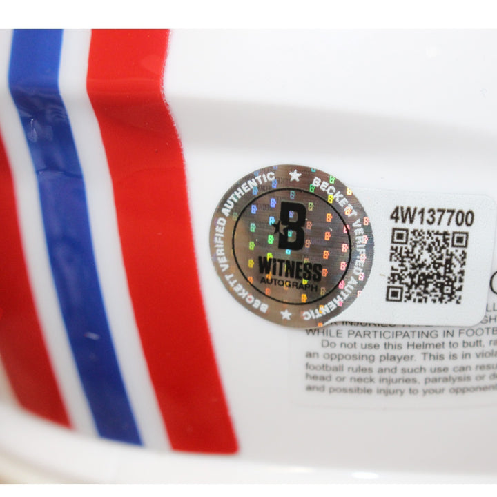 Ty Law Autographed New England Patriots TB Mini Helmet HOF Beckett Witness 55046