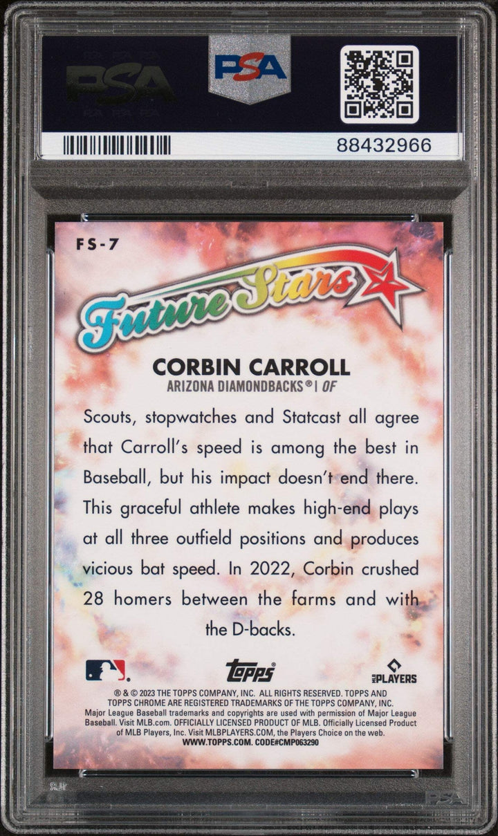 Graded 2023 Topps Chrome L/E Corbin Carroll #FS7 RC Baseball Card PSA 10 Gem