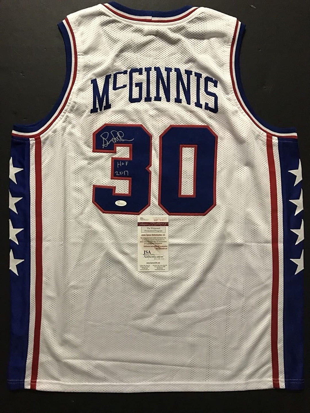 Signed GEORGE MCGINNIS HOF 17 Philadelphia White Jersey JSA COA Auto