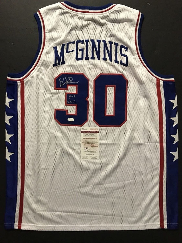 Signed GEORGE MCGINNIS HOF 17 Philadelphia White Jersey JSA COA Auto