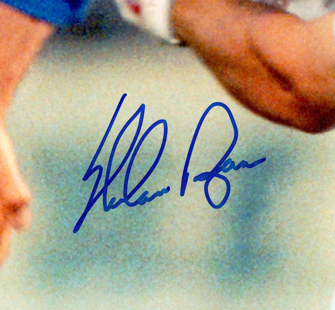 Nolan Ryan Signed 11x14 Photo Texas Rangers Fight vs. Ventura Beckett BAS QR