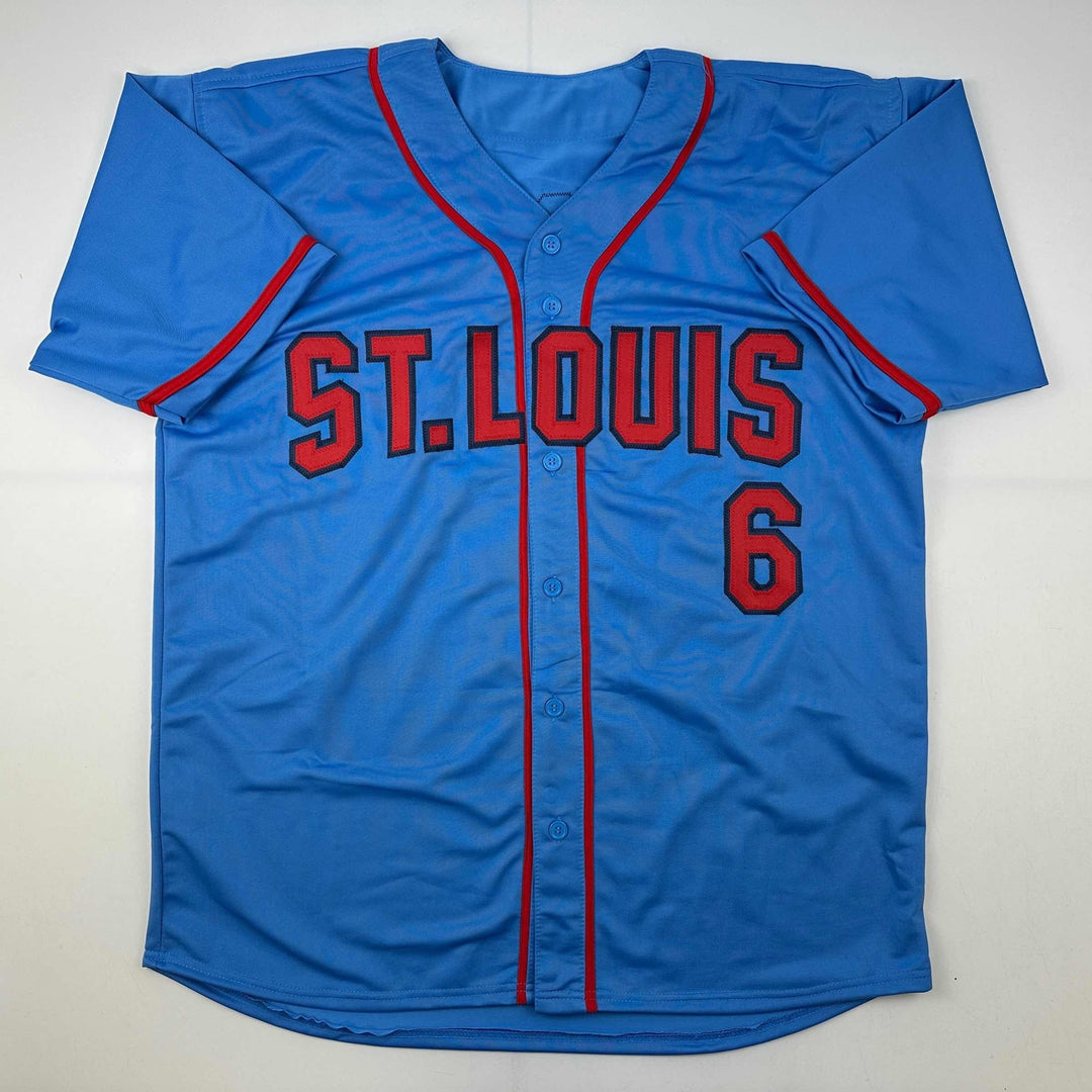 Facsimile Autographed Stan Musial St. Louis Blue Reprint Auto Jersey Men's XL
