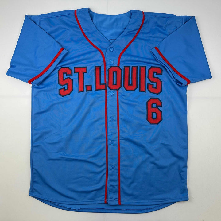 Facsimile Autographed Stan Musial St. Louis Blue Reprint Auto Jersey Men's XL