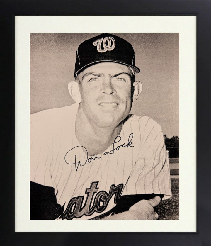 Don Lock signed Washington Senators Vintage B&W 8x10 Photo Framed- COA