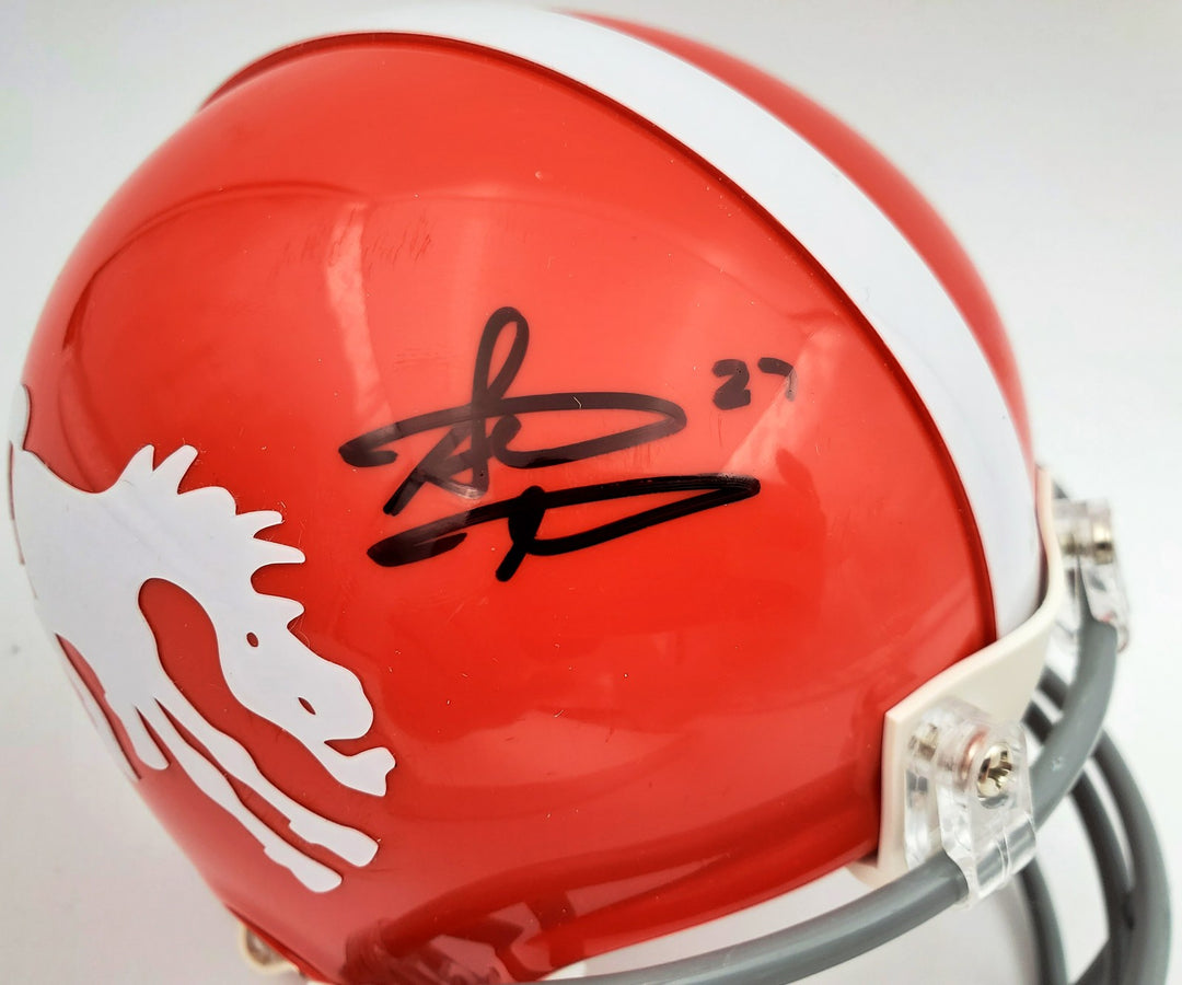 Steve Atwater Signed Denver Broncos Throwback Orange Mini Helmet Beckett BAS