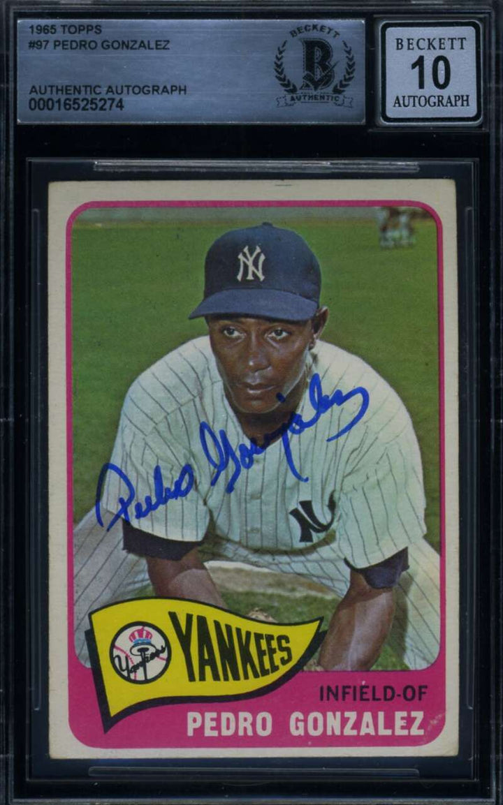 Pedro Gonzalez Gem Mint 10 Beckett BAS Signed 1965 Topps Autographed
