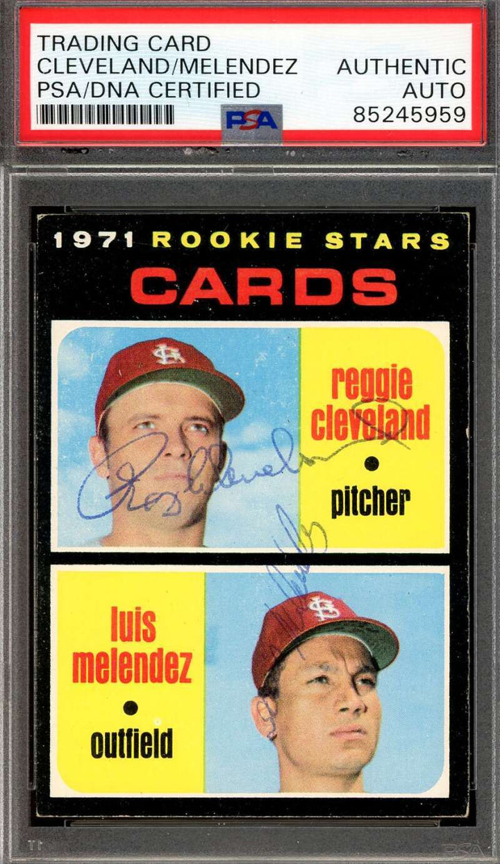 Reggie Cleveland Luis Melendez PSA DNA Signed 1971 Topps Rookie Stars Autograph