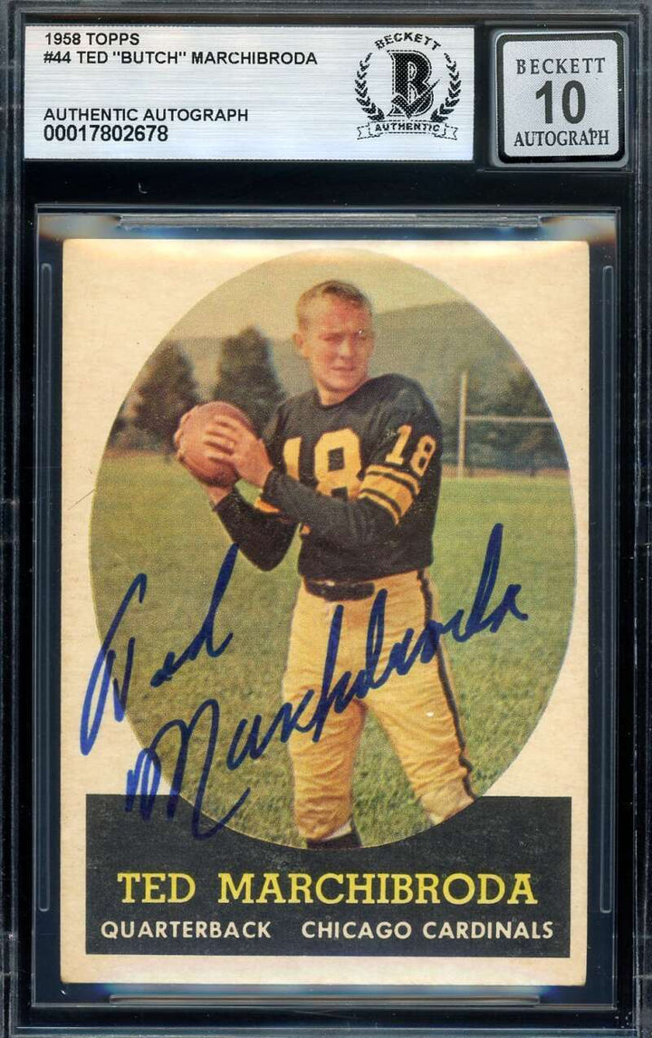 Ted Butch Marchibroda Gem Mint 10 Beckett BAS Signed 1958 Topps Autograph