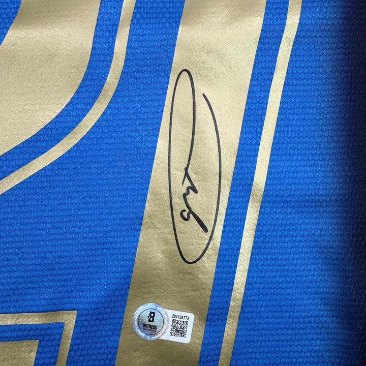 Autographed/Signed Andrea Pirlo Italy Blue Futbol Jersey Beckett BAS COA
