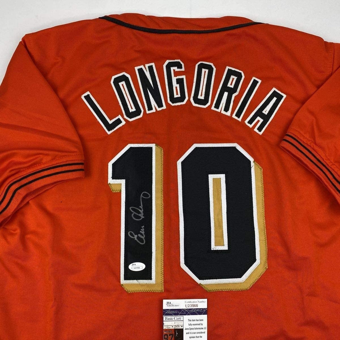 Autographed/Signed Evan Longoria San Francisco Orange Jersey JSA COA