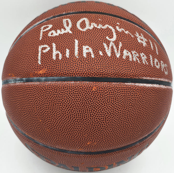 Paul Arizin Auto Spalding Leather Basketball Warriors 11 Phila. Warriors Beckett