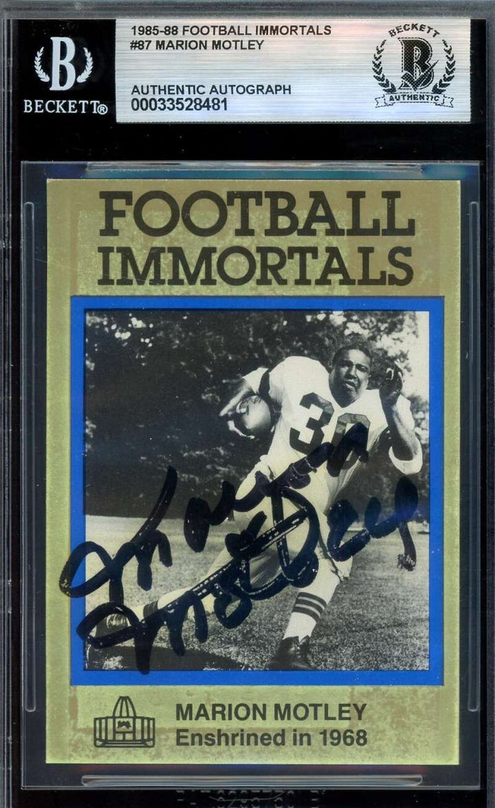 Marion Motley Beckett BAS Signed 1985-88 Football Immortals Autograph