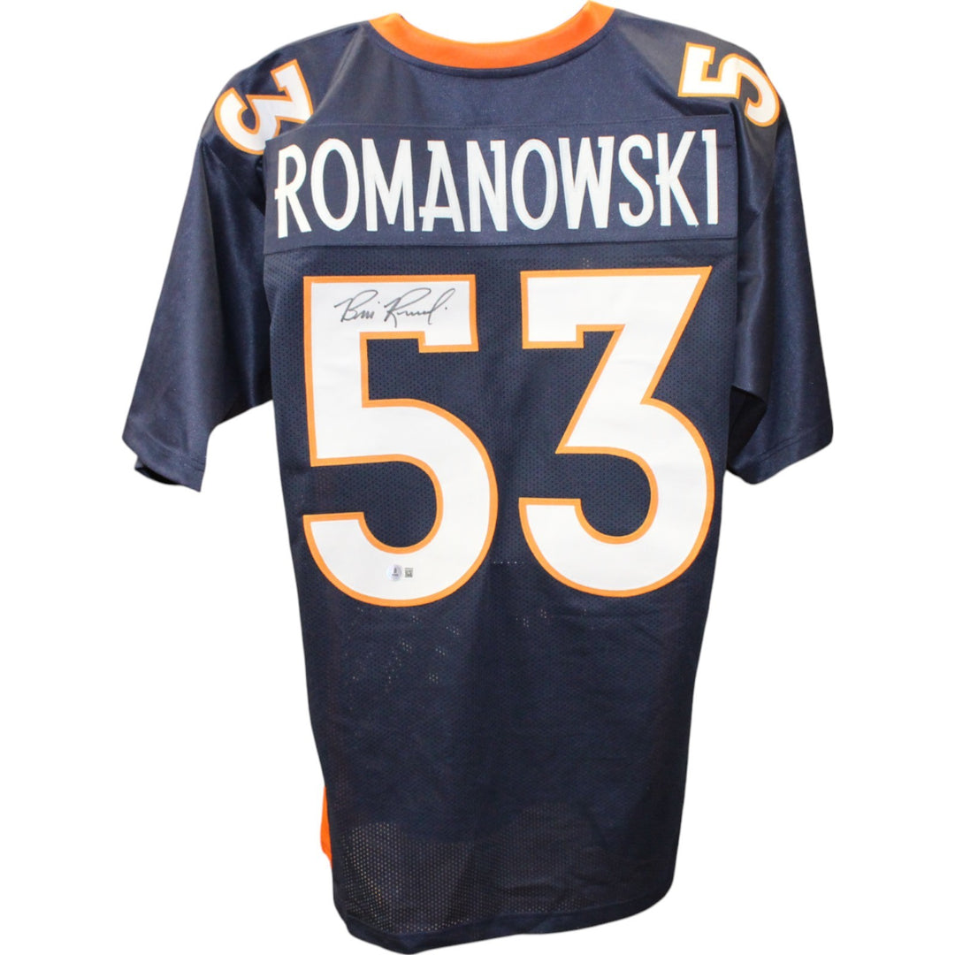 Bill Romanowski Autographed Pro Style Blue XL Jersey Beckett Witness 50825