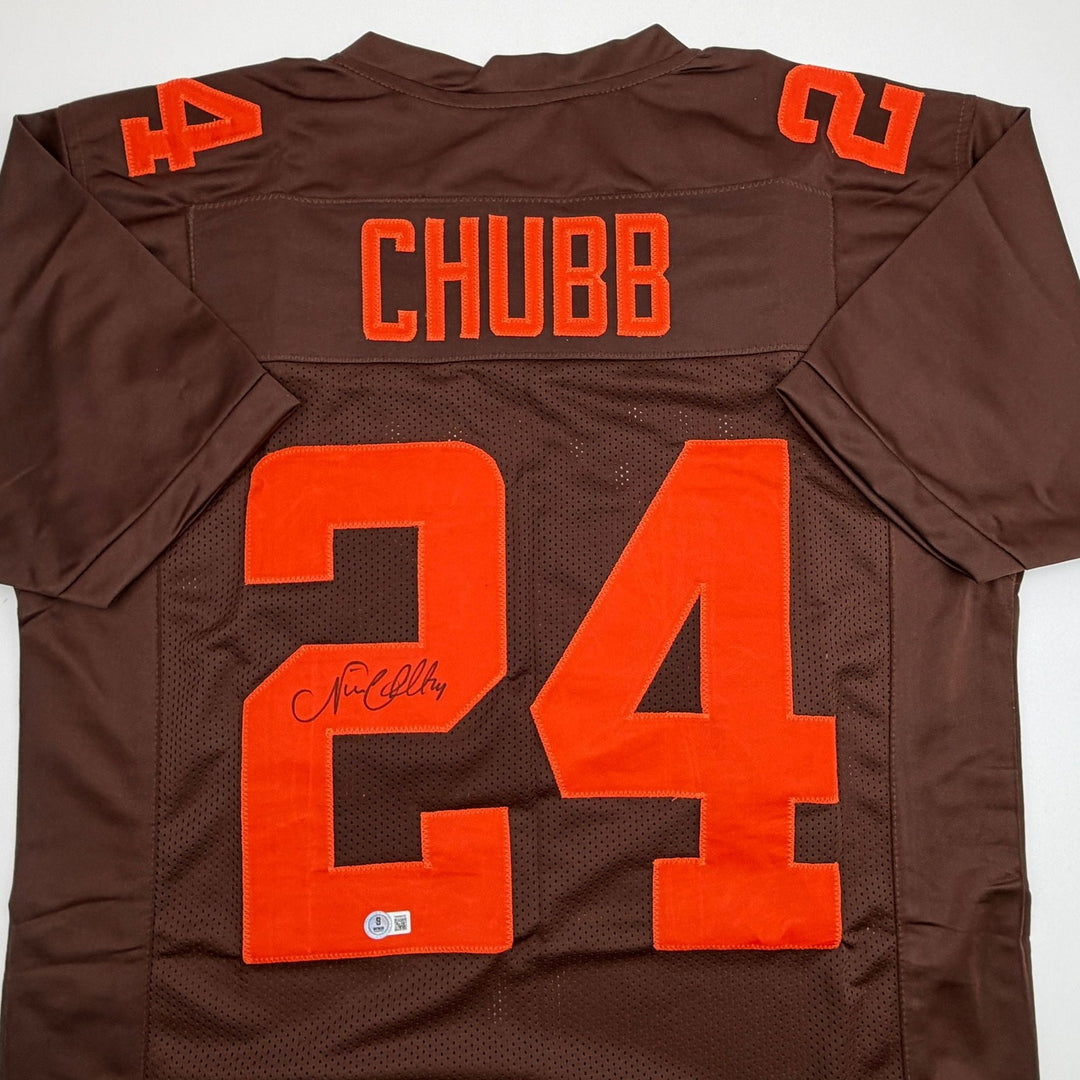 Autographed/Signed Nick Chubb Cleveland Color Rush Jersey Beckett BAS COA