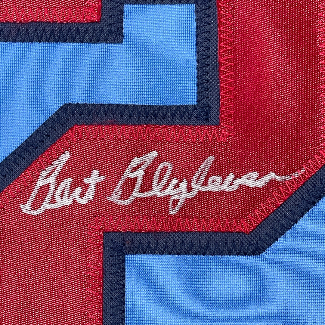 Framed Autographed/Signed Bert Blyleven 33x42 Light Blue Jersey JSA COA