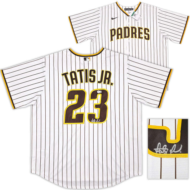 Padres Fernando Tatis Jr. Auto White Pinstripes Nike Jersey Size XL Beckett Wit
