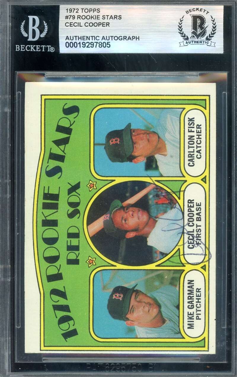 Cecil Cooper Beckett BAS Signed 1972 Topps Rookie Stars Autograph