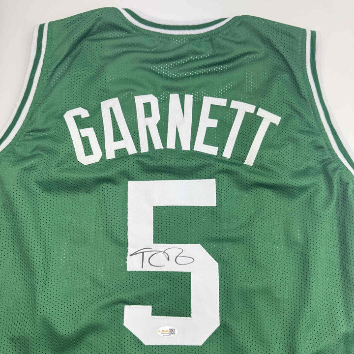 Autographed/Signed Kevin Garnett Boston Green Basketball Jersey Beckett BAS COA