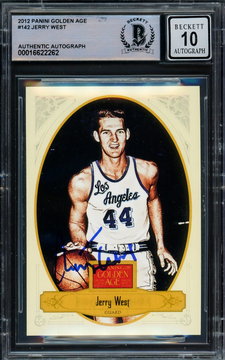 Jerry West Signed 2012 Panini Golden Age Card 142 Card Lakers Auto GM 10 Beckett