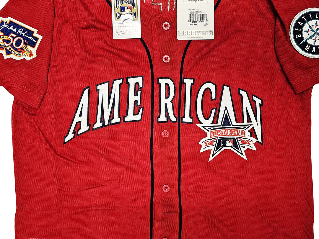 Mariners Ken Griffey Jr Auto Red Auth Mitchell Ness 97 AS Jersey Jackie Robinson