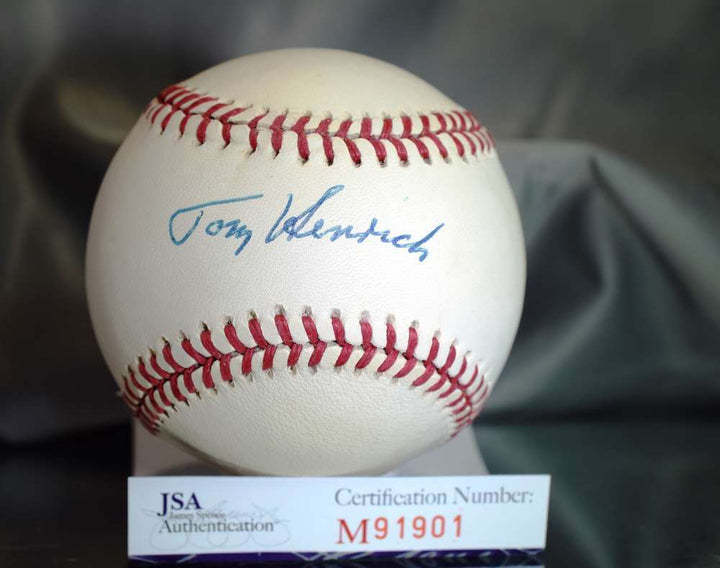 Tom Henrich Jsa Certed American League Autograph Baseball Authentic Signed
