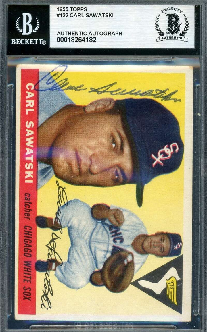 Carl Sawatski Beckett BAS Signed 1955 Topps Autograph