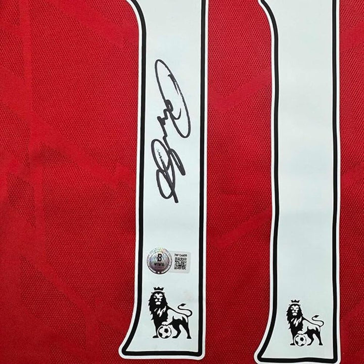 Framed Autographed/Signed Ryan Giggs 35x39 Manchester United Red Jersey BAS COA
