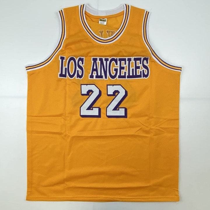 Autographed/Signed ELGIN BAYLOR Los Angeles Yellow Jersey JSA COA