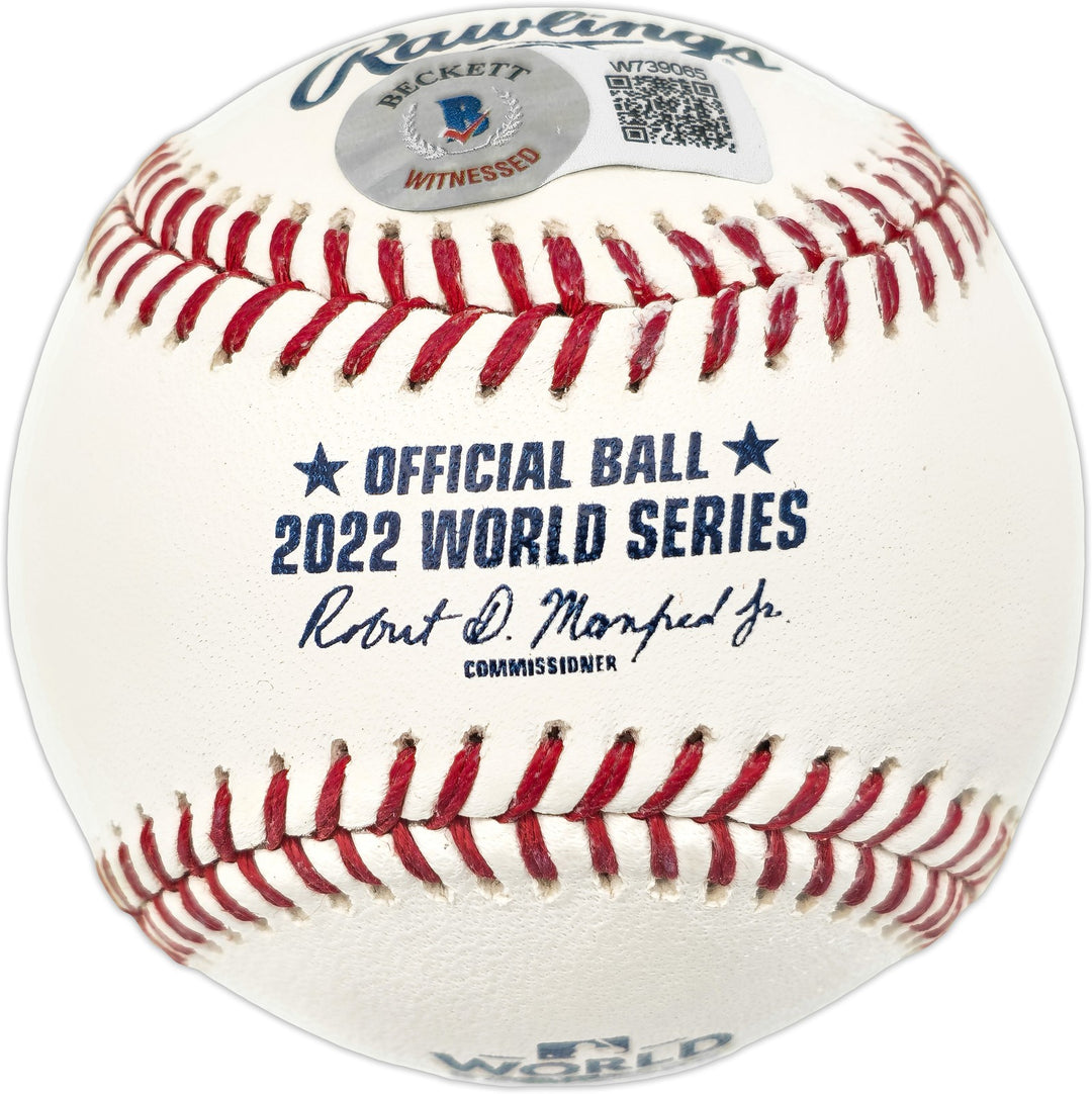 Alex Bregman Auto Signed 2022 WS Logo Baseball Astros 2022 WS Champs Beckett Wit