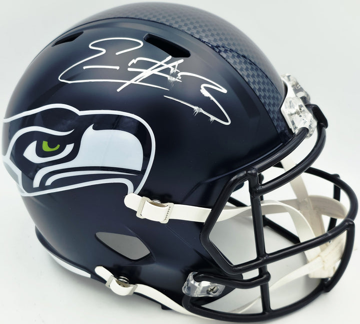 Nick Emmanwori Auto Seahawks Blue Full Size Replica Helmet - Sig Twice & Smudged