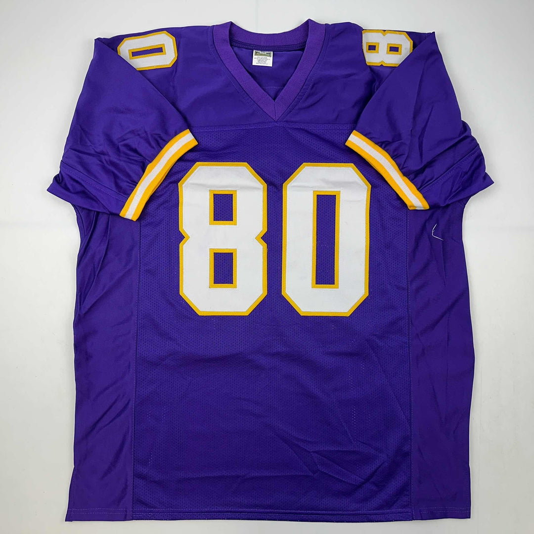 Facsimile Autographed Cris Carter Minnesota Purple Reprint Jersey Size Men's XL